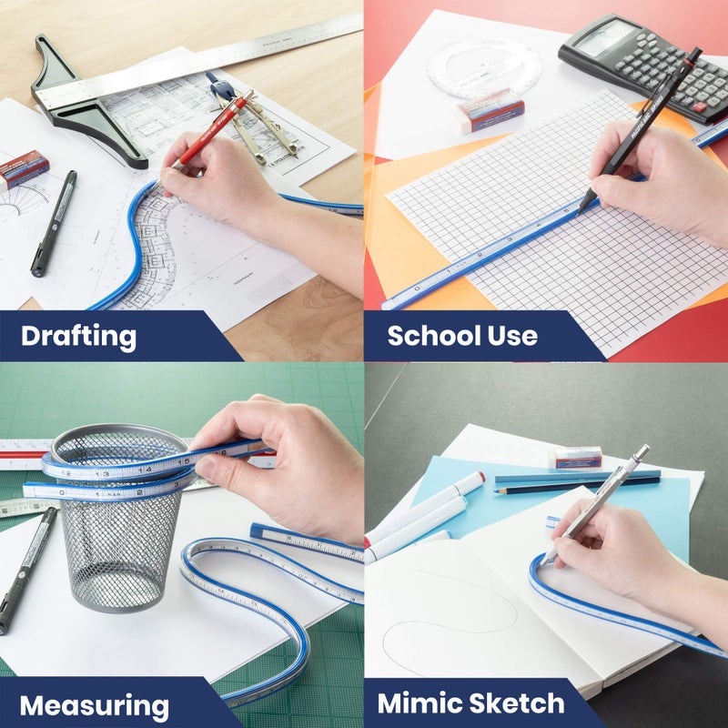 Pacific Arc Flexible Curve Graduated 12 Inch Ruler with Inking Edge, for Drawing, Pattern Making, Engineering, Stencil Making, Saddle Fitting - Image 4